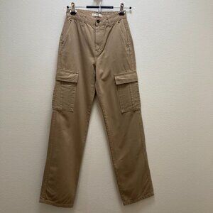 STR Khaki Cargo Pants Size 2 straight leg Stradivarius teen women high rise